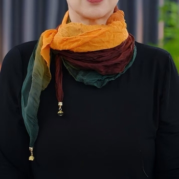 Kvadratični šal s magnetskom kopčom, tanak, 100% poliester, glatko pletenje, tie-dye bojanje