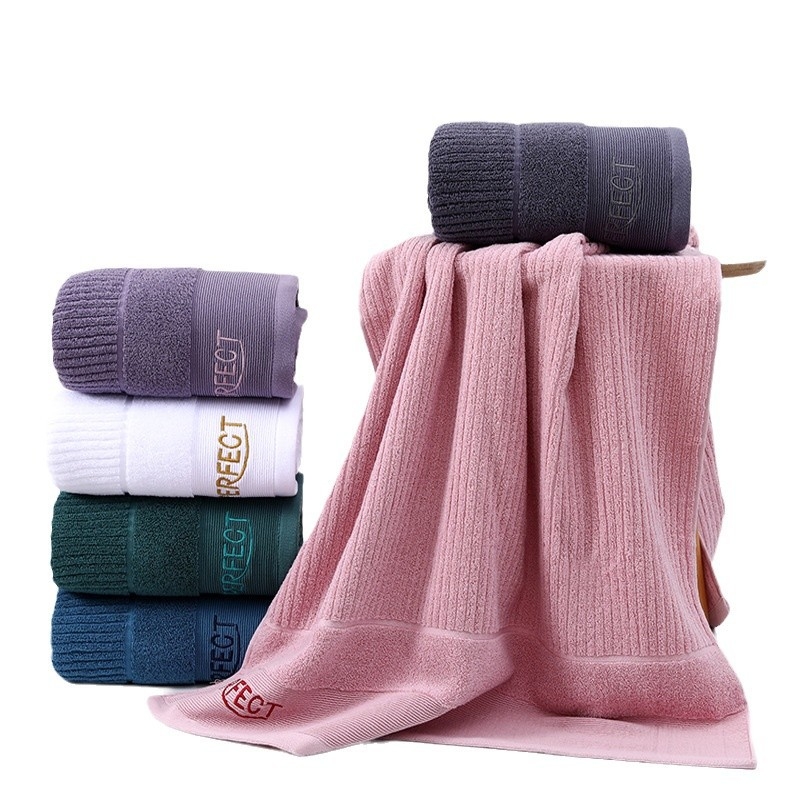 Set ručnika za kupanje od čistog pamuka s vezenim detaljima – Xinheng, 32S pređa, obična tkanina, 170–200 g