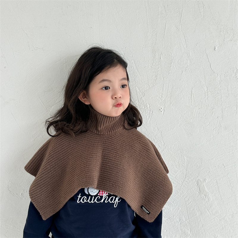 Dječji zimski pleteni šal-pončo, unisex, jednobojni uzorak, zadržava toplinu, za zimu