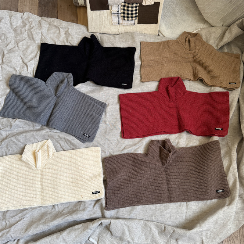 Dječji zimski pleteni šal-pončo, unisex, jednobojni uzorak, zadržava toplinu, za zimu
