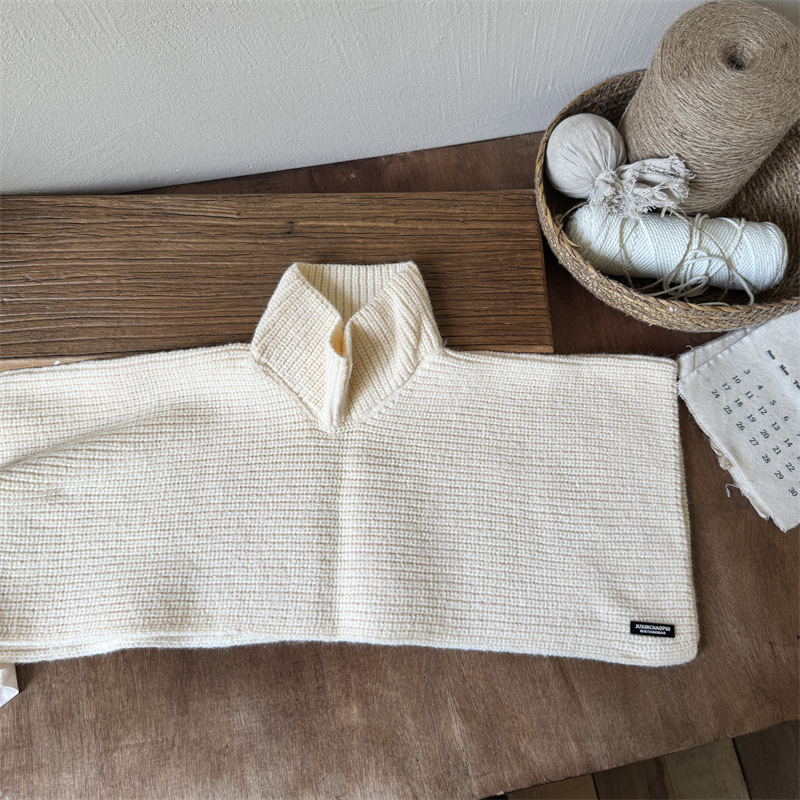 Dječji zimski pleteni šal-pončo, unisex, jednobojni uzorak, zadržava toplinu, za zimu