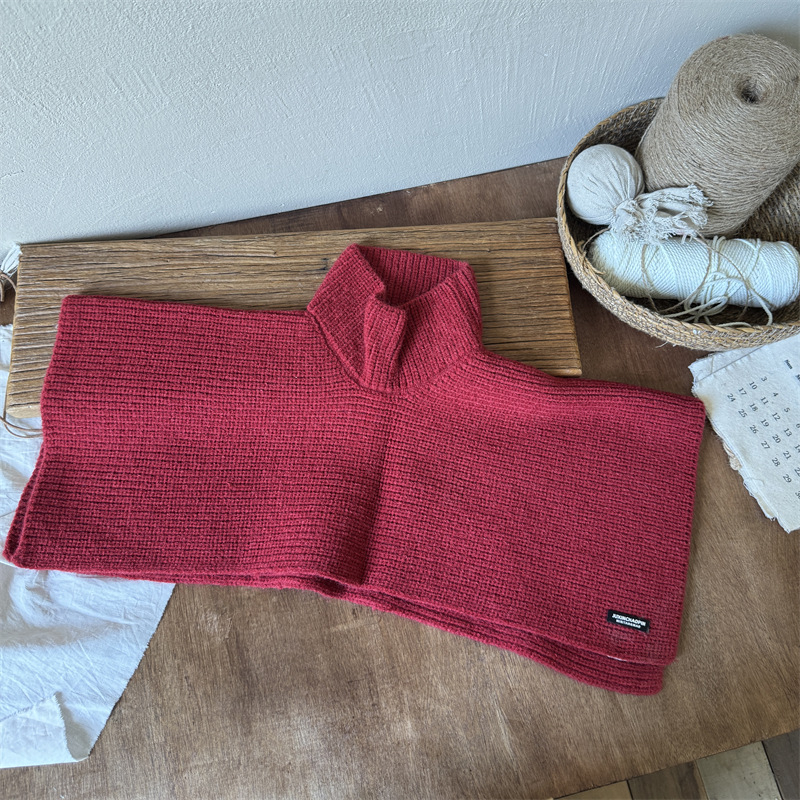 Dječji zimski pleteni šal-pončo, unisex, jednobojni uzorak, zadržava toplinu, za zimu