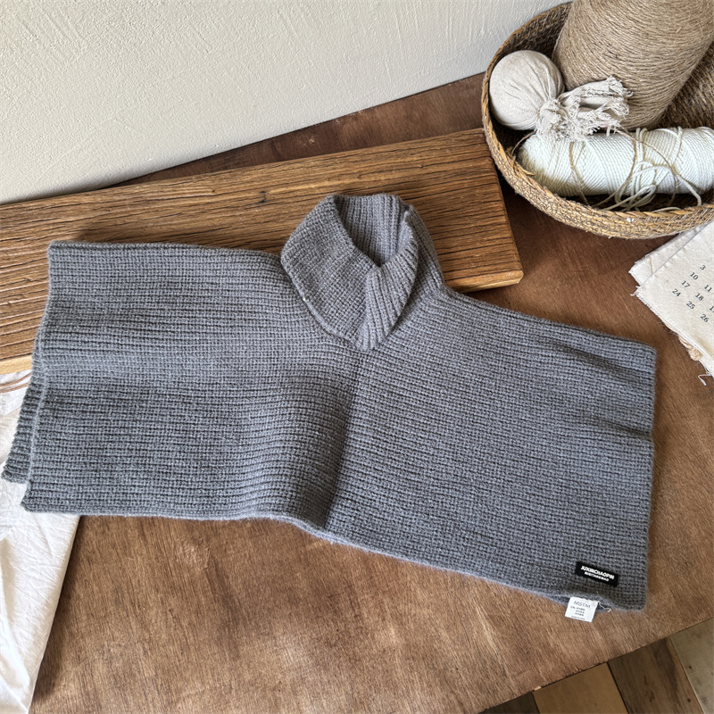 Dječji zimski pleteni šal-pončo, unisex, jednobojni uzorak, zadržava toplinu, za zimu