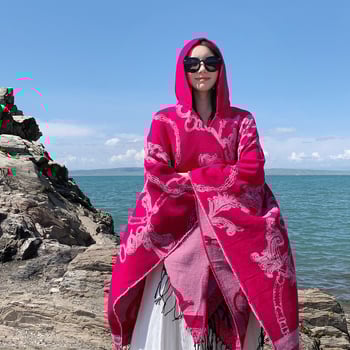 Boheemlase šal naistele, akrüülkiud ja kunstlik vill, etnilise stiiliga, sobiv talveks, kevadeks ja sügiseks