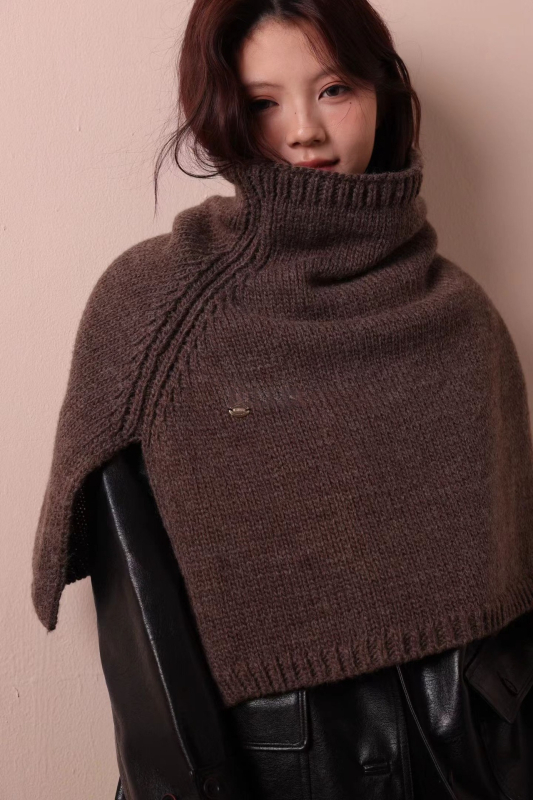 Вълнен качулен шал за врата и плетено наметало за есенно-зимния сезон — Warp knitting, топлина и комфорт