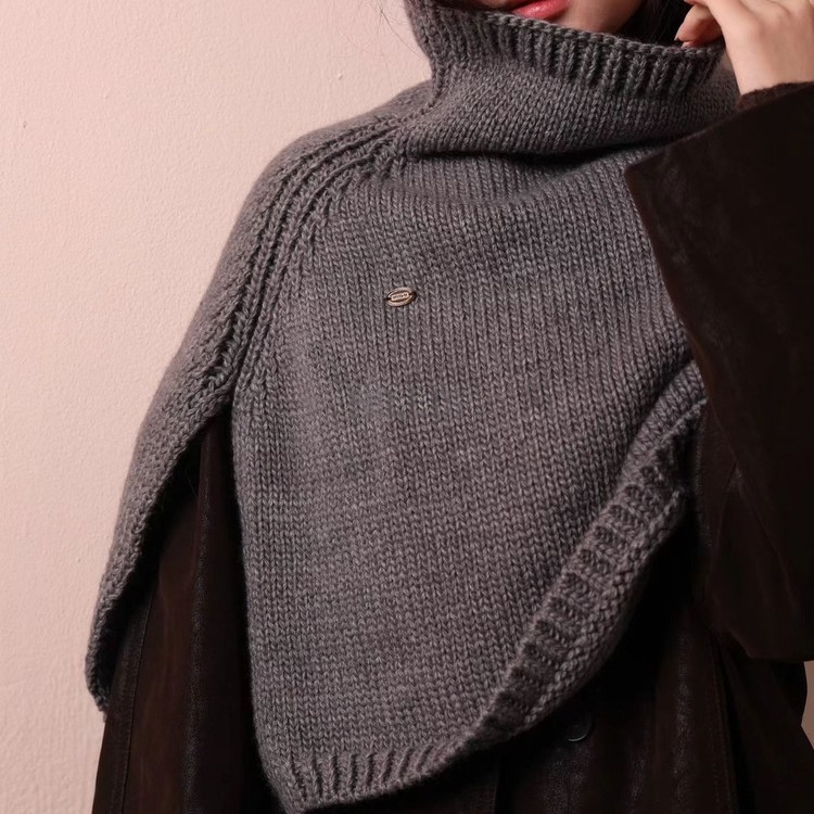 Вълнен качулен шал за врата и плетено наметало за есенно-зимния сезон — Warp knitting, топлина и комфорт