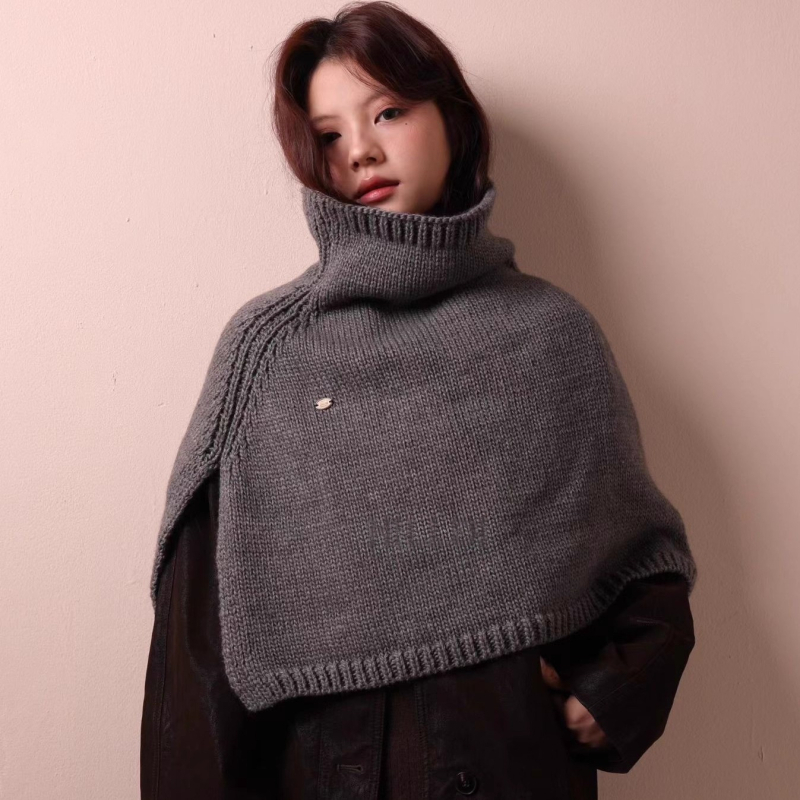 Вълнен качулен шал за врата и плетено наметало за есенно-зимния сезон — Warp knitting, топлина и комфорт