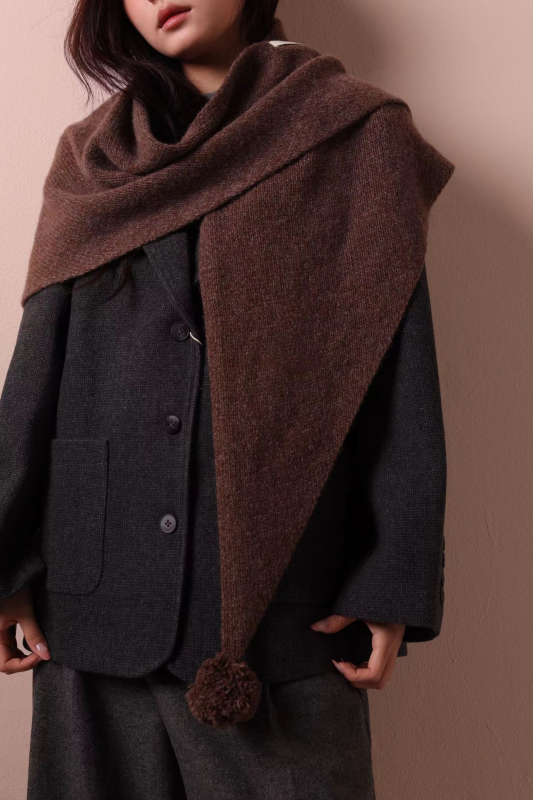 Trokutasti šal, koreanskog stila, 100% vuna — warp-knit tkanina, zima, za žene