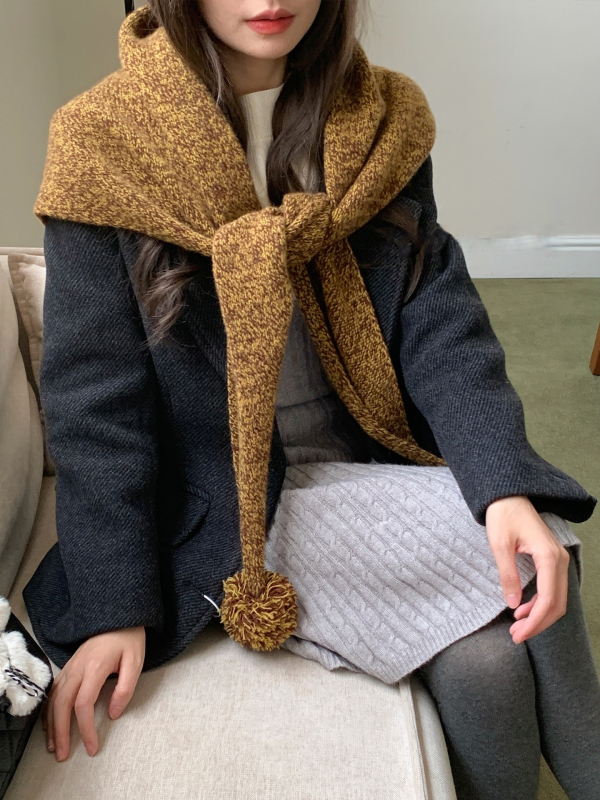 Trokutasti šal, koreanskog stila, 100% vuna — warp-knit tkanina, zima, za žene