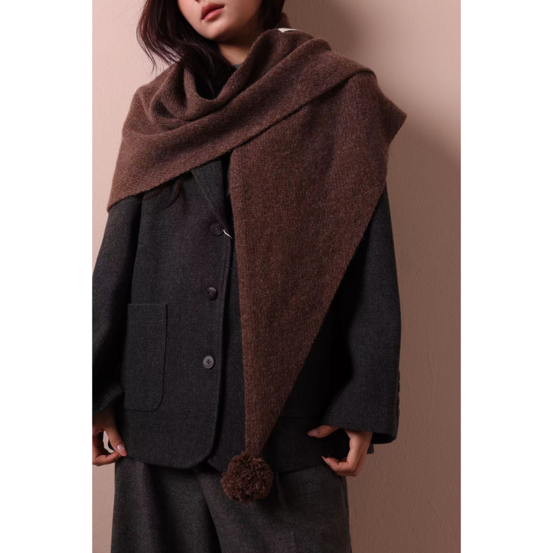 Trokutasti šal, koreanskog stila, 100% vuna — warp-knit tkanina, zima, za žene