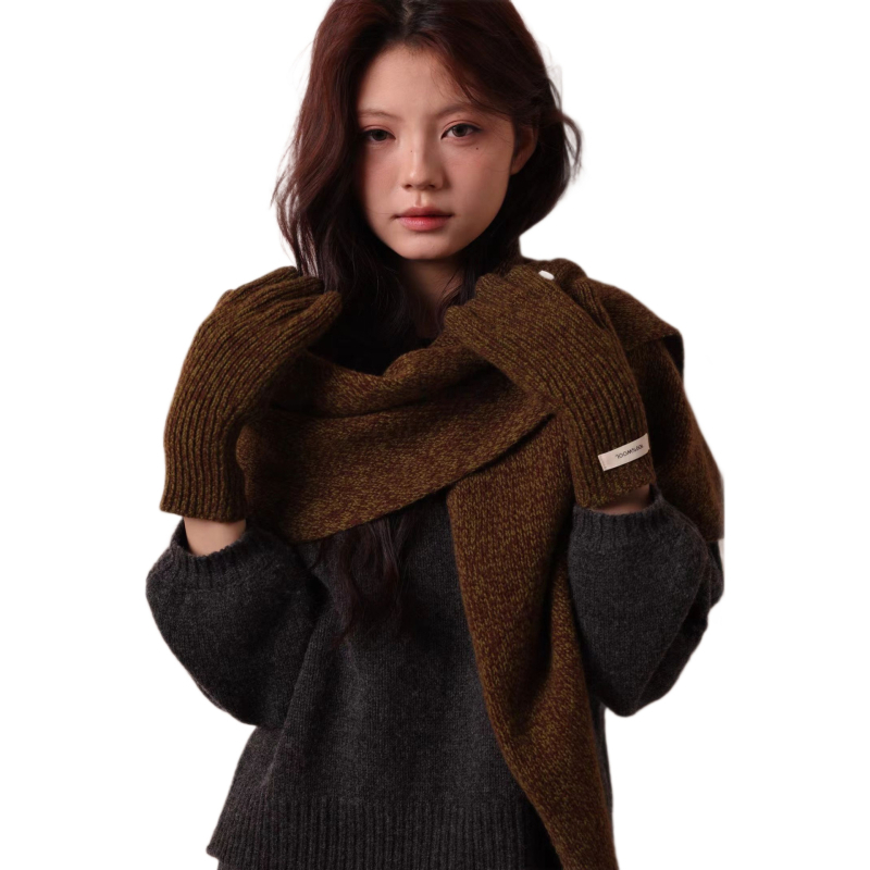 Trokutasti šal, koreanskog stila, 100% vuna — warp-knit tkanina, zima, za žene
