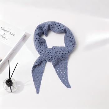 Корейски стил триъгълен шал от вълнена смес, плетен декоративен аксесоар, монохромен модел