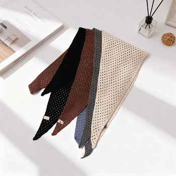 Корейски стил триъгълен шал от вълнена смес, плетен декоративен аксесоар, монохромен модел