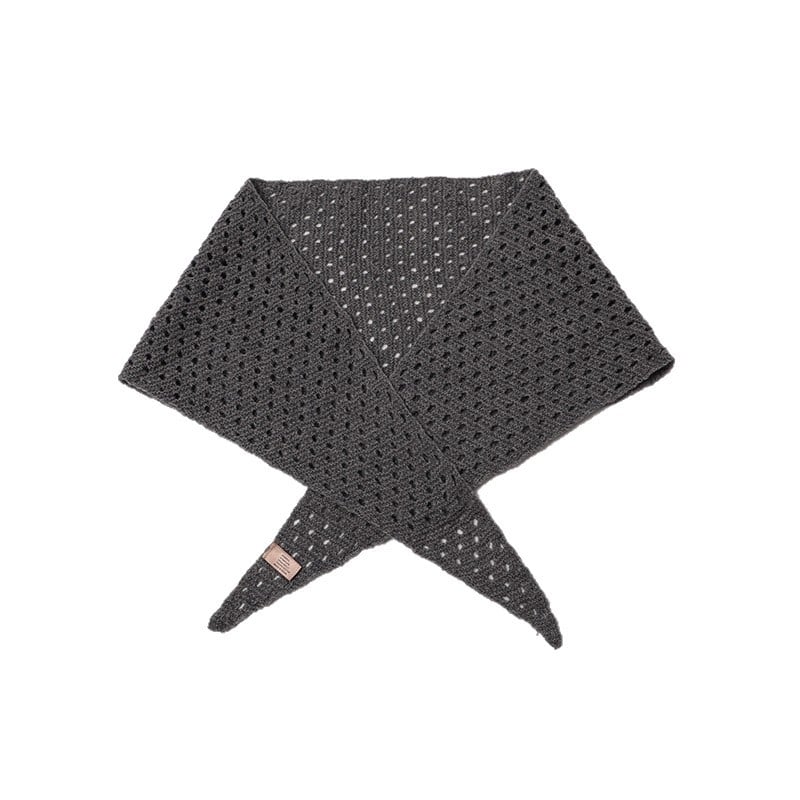 Корейски стил триъгълен шал от вълнена смес, плетен декоративен аксесоар, монохромен модел