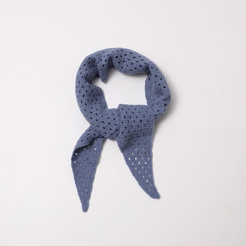 Корейски стил триъгълен шал от вълнена смес, плетен декоративен аксесоар, монохромен модел