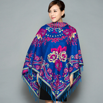 Šal kvadratnog oblika, dvostruke upotrebe, od umjetnog kašmira, jacquard tkanina, cvjetni uzorak