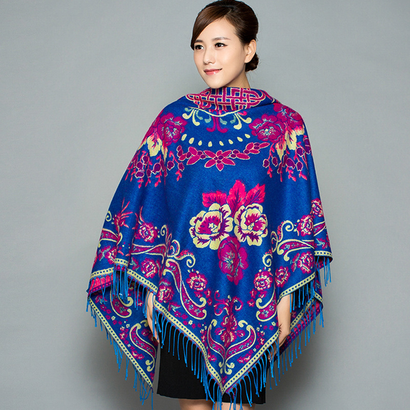 Šal kvadratnog oblika, dvostruke upotrebe, od umjetnog kašmira, jacquard tkanina, cvjetni uzorak