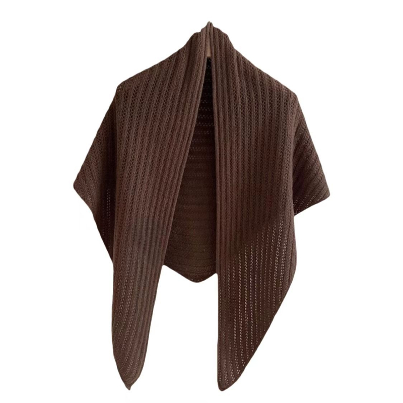 Vuneni pleteni šal s izrezima u trokutu – veliki trokuti dizajn, Jacquard obrada, dekorativan, prilagodljiv