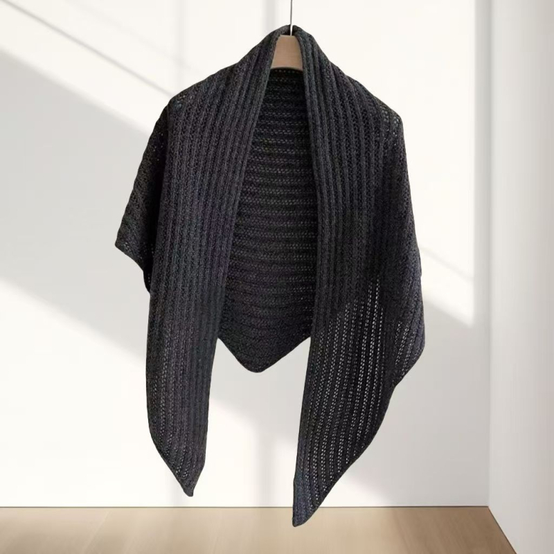 Vuneni pleteni šal s izrezima u trokutu – veliki trokuti dizajn, Jacquard obrada, dekorativan, prilagodljiv