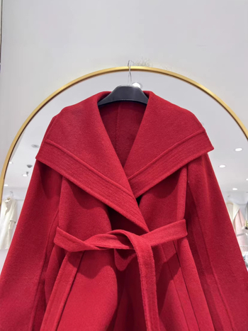 Γυναικείο παλτό από μαλλί προβάτων, ίσιο σιλουέτο, μεσαίου μήκους 65–80 εκ, μονόχρωμο, κλείσιμο με κορδόνι