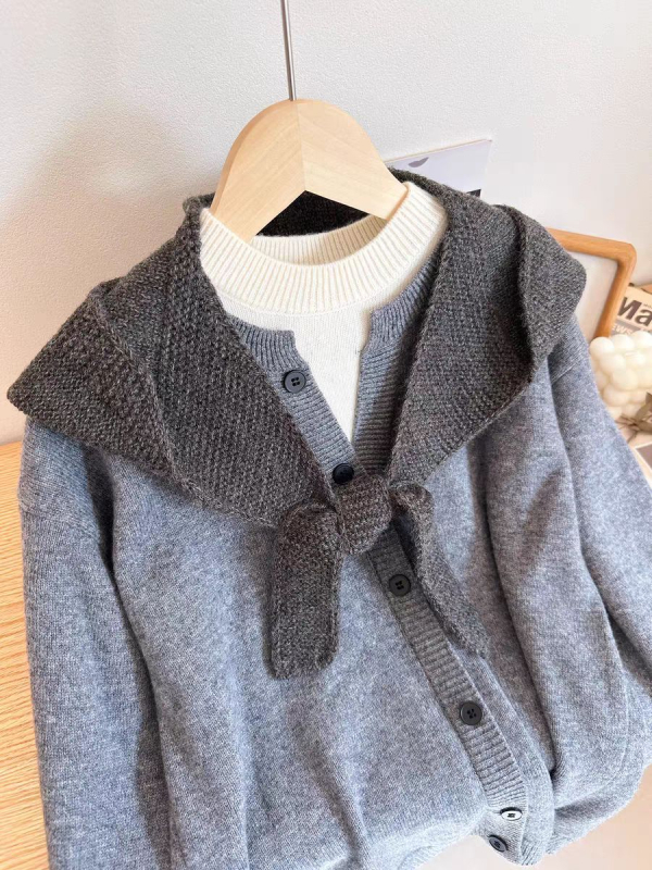 Ženski set pletene kape i šal, Cape stil, warp pletenje, jednobojan, poliester vlakno, zimska toplina