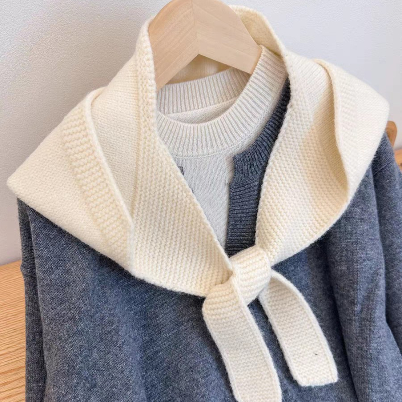 Ženski set pletene kape i šal, Cape stil, warp pletenje, jednobojan, poliester vlakno, zimska toplina