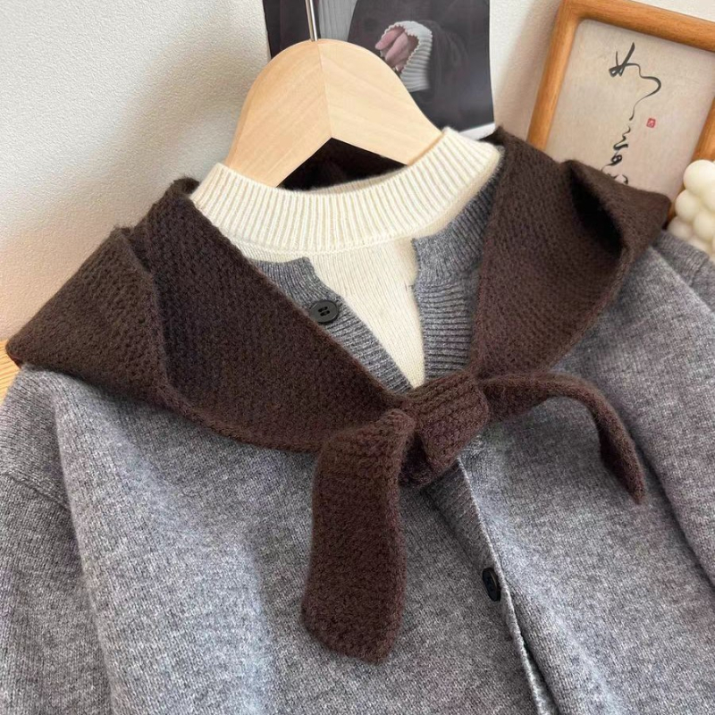Ženski set pletene kape i šal, Cape stil, warp pletenje, jednobojan, poliester vlakno, zimska toplina