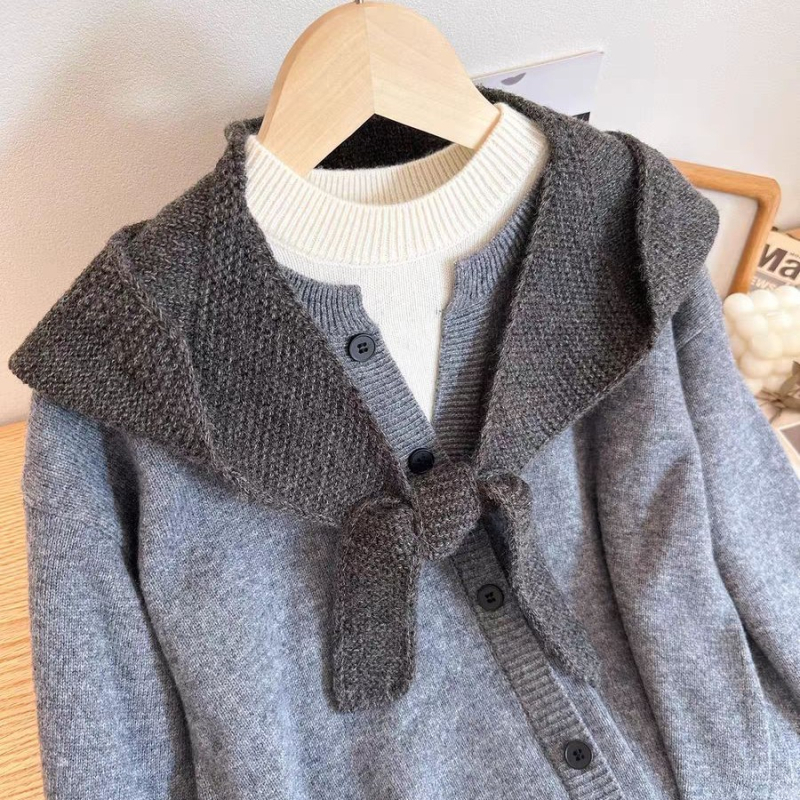 Ženski set pletene kape i šal, Cape stil, warp pletenje, jednobojan, poliester vlakno, zimska toplina