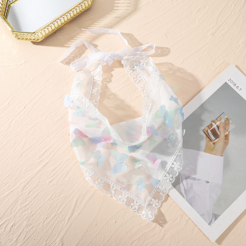 Trokutasti šal za glavu s cvjetnom čipkom i izvezenim uzorkom, twill pletenje, mješavina spandex-acetat (51–60% Spandex; 21–30% Acetat), brend DINGJUE