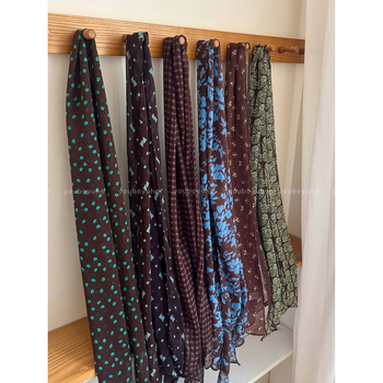 Ζονγκλέ μεταξωτό κασκόλ για τον λαιμό, μακρύς, απλό ύφανση, ύφασμα από νήμα, εκτύπωση — κυκλοφορία Φθινόπωρο 2025