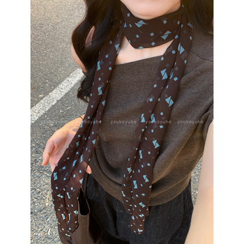 Ζονγκλέ μεταξωτό κασκόλ για τον λαιμό, μακρύς, απλό ύφανση, ύφασμα από νήμα, εκτύπωση — κυκλοφορία Φθινόπωρο 2025