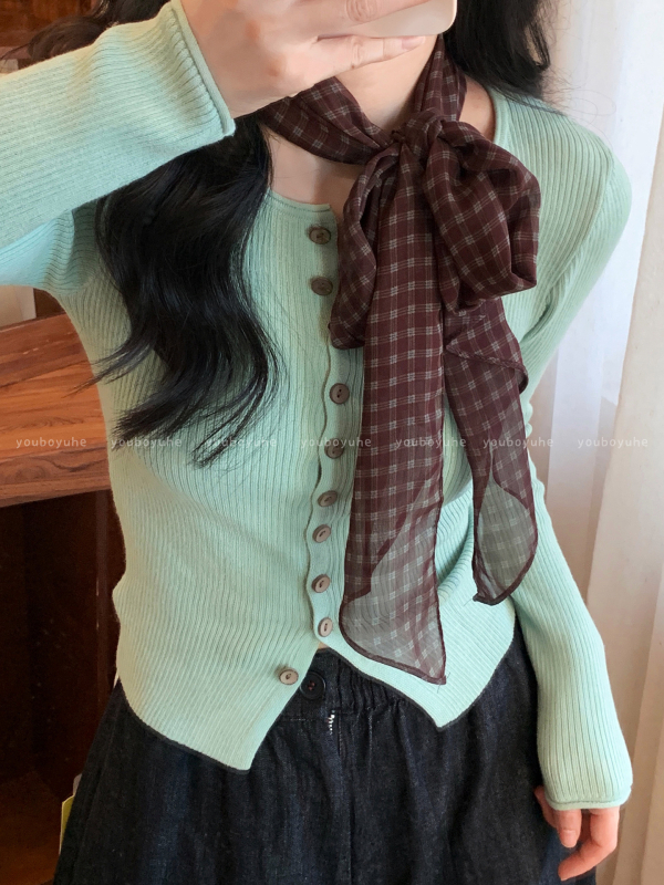 Ζονγκλέ μεταξωτό κασκόλ για τον λαιμό, μακρύς, απλό ύφανση, ύφασμα από νήμα, εκτύπωση — κυκλοφορία Φθινόπωρο 2025