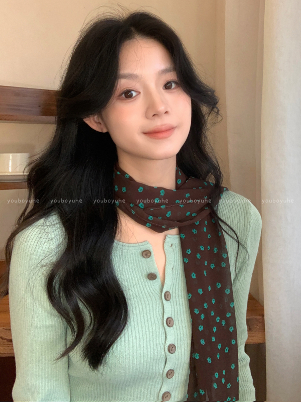 Ζονγκλέ μεταξωτό κασκόλ για τον λαιμό, μακρύς, απλό ύφανση, ύφασμα από νήμα, εκτύπωση — κυκλοφορία Φθινόπωρο 2025