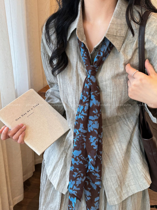 Ζονγκλέ μεταξωτό κασκόλ για τον λαιμό, μακρύς, απλό ύφανση, ύφασμα από νήμα, εκτύπωση — κυκλοφορία Φθινόπωρο 2025