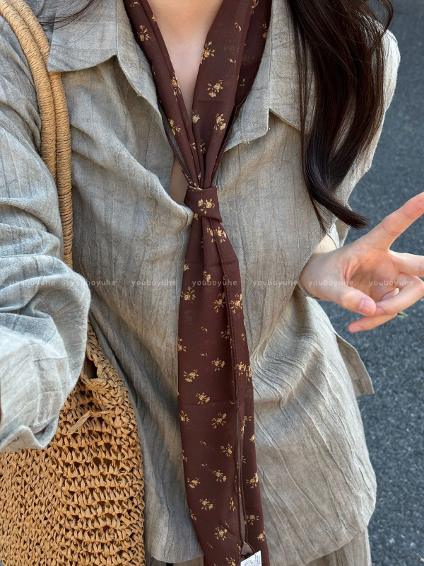 Ζονγκλέ μεταξωτό κασκόλ για τον λαιμό, μακρύς, απλό ύφανση, ύφασμα από νήμα, εκτύπωση — κυκλοφορία Φθινόπωρο 2025