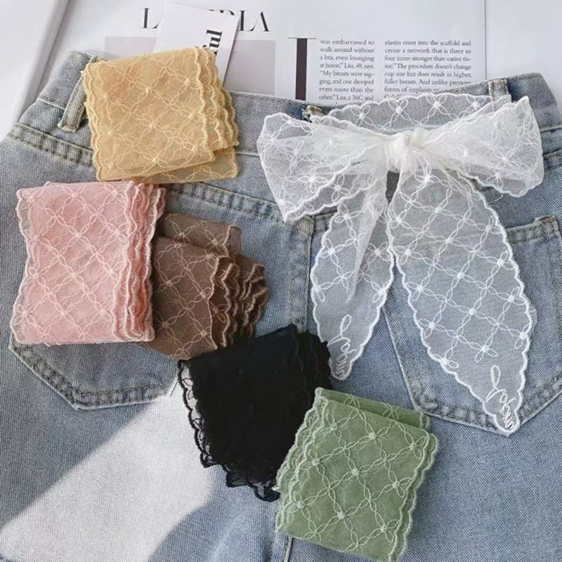 Γυναικείος φουλάρι από βαμβάκι με δαντέλα – Κορεάτικος στυλ, warp knitting τεχνολογία, 61–70% βαμβάκι, Άνοιξη 2025, Ya's Blessing