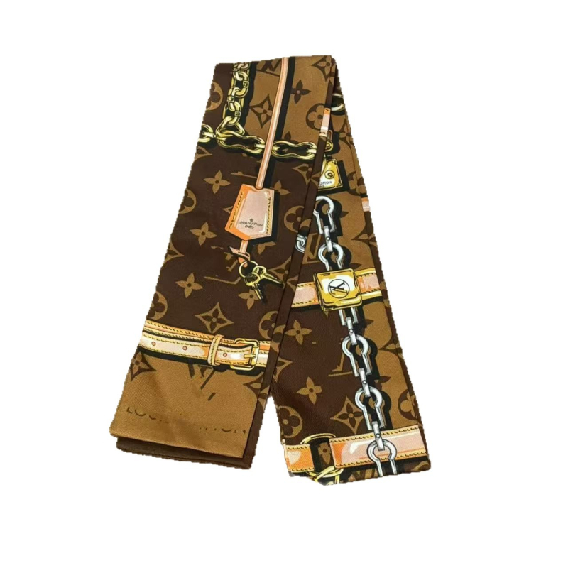 Μεταξωτό φουλάρι μαλλιών και λαστιχάκι μαλλιών, Fleur μάρκα, συνθετικό μετάξι, ύφανση twill, εκτύπωση, άνοιξη 2025