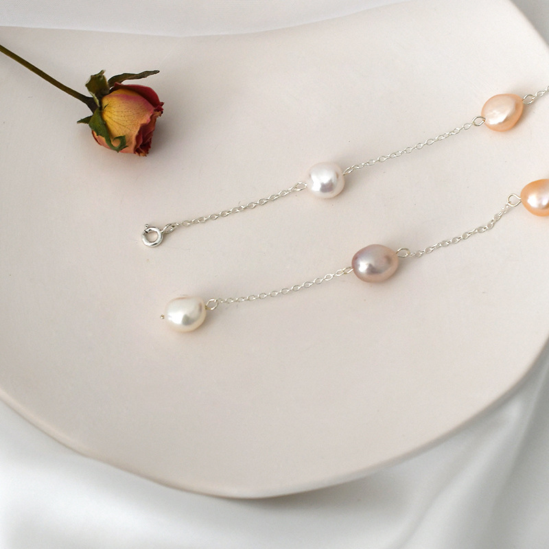 Κολιέ με μαργαριτάρια Μπαρόκ γλυκού νερού, ασήμι 925, περιλαμβάνεται κρεμαστό