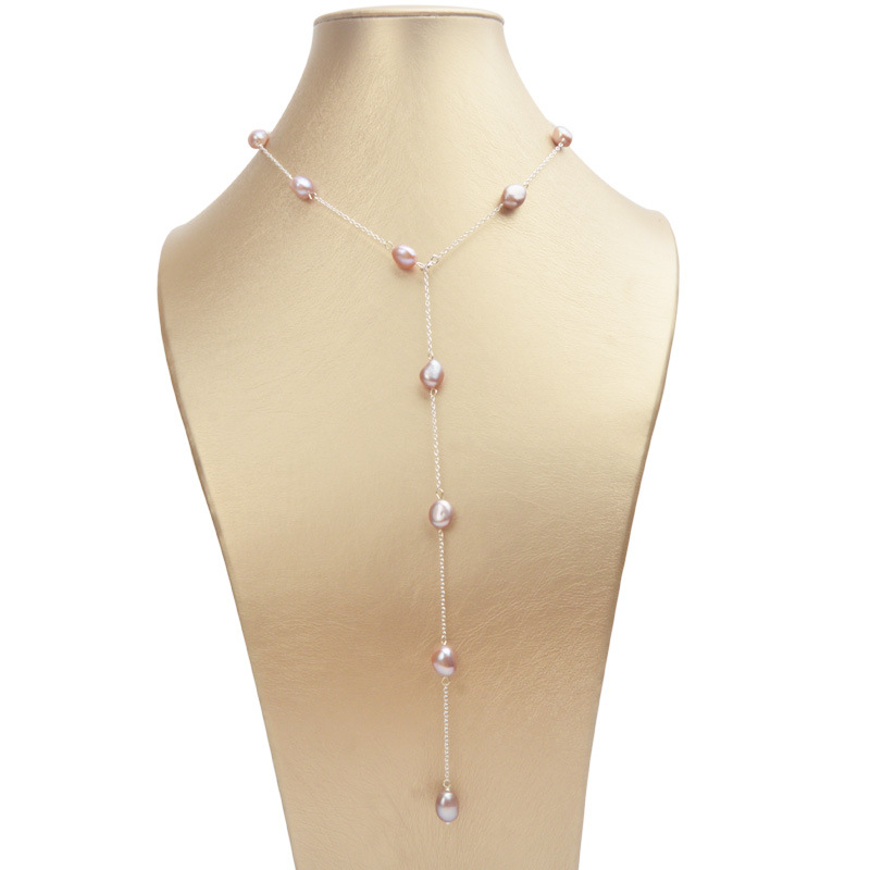 Κολιέ με μαργαριτάρια Μπαρόκ γλυκού νερού, ασήμι 925, περιλαμβάνεται κρεμαστό