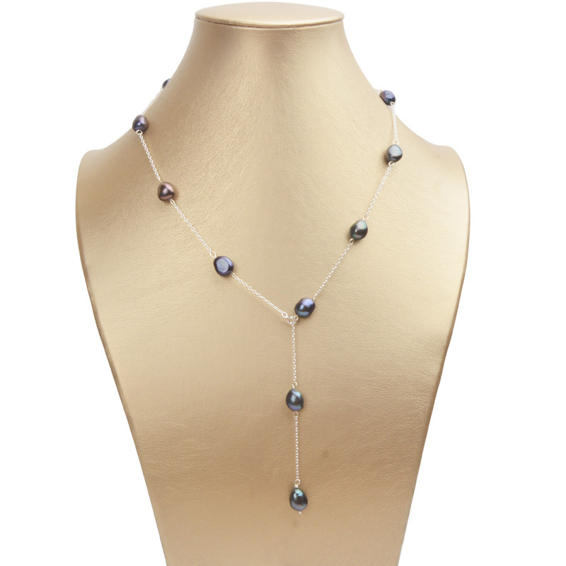 Κολιέ με μαργαριτάρια Μπαρόκ γλυκού νερού, ασήμι 925, περιλαμβάνεται κρεμαστό