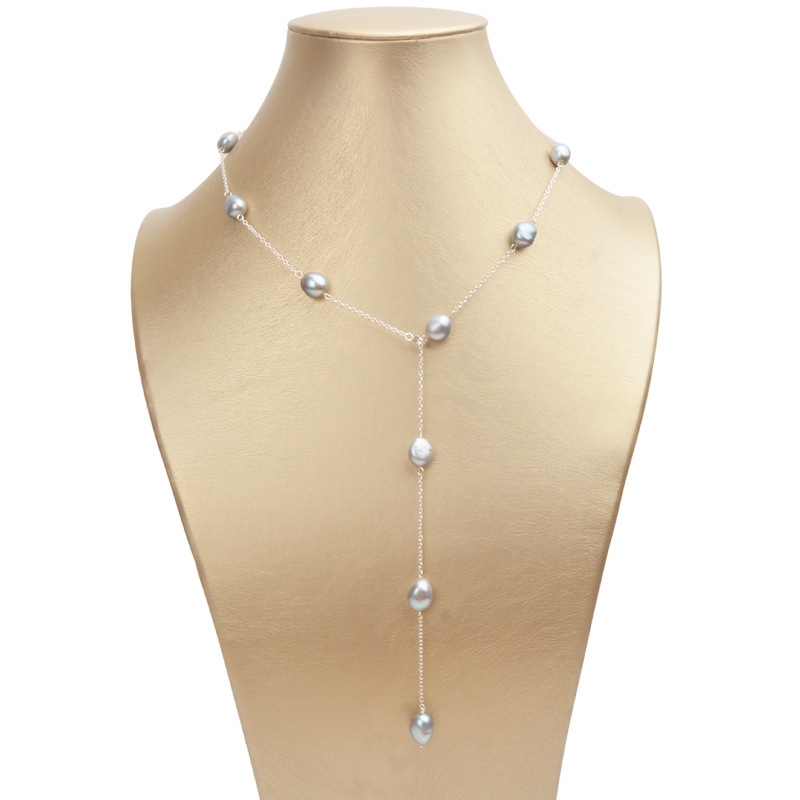 Κολιέ με μαργαριτάρια Μπαρόκ γλυκού νερού, ασήμι 925, περιλαμβάνεται κρεμαστό