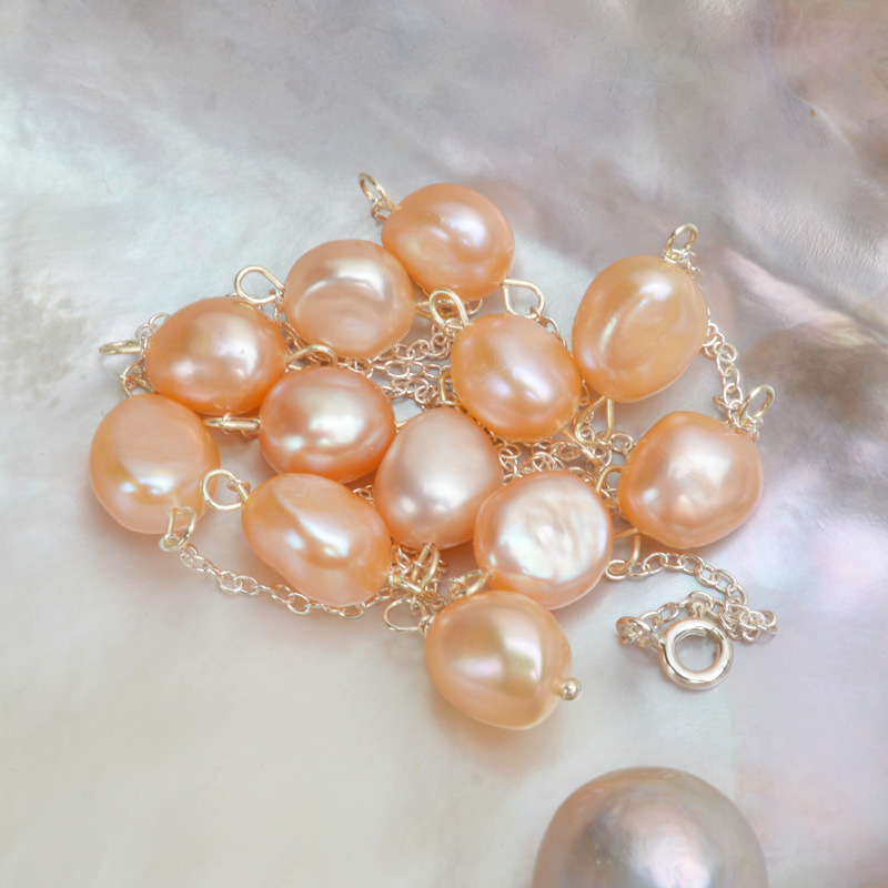 Κολιέ με μαργαριτάρια Μπαρόκ γλυκού νερού, ασήμι 925, περιλαμβάνεται κρεμαστό