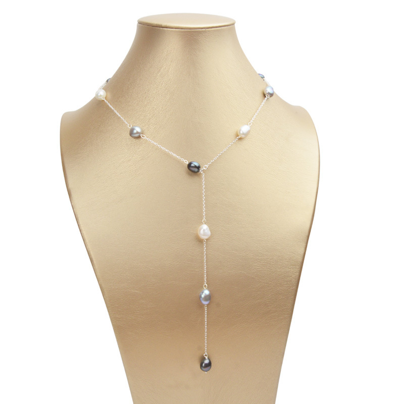 Κολιέ με μαργαριτάρια Μπαρόκ γλυκού νερού, ασήμι 925, περιλαμβάνεται κρεμαστό