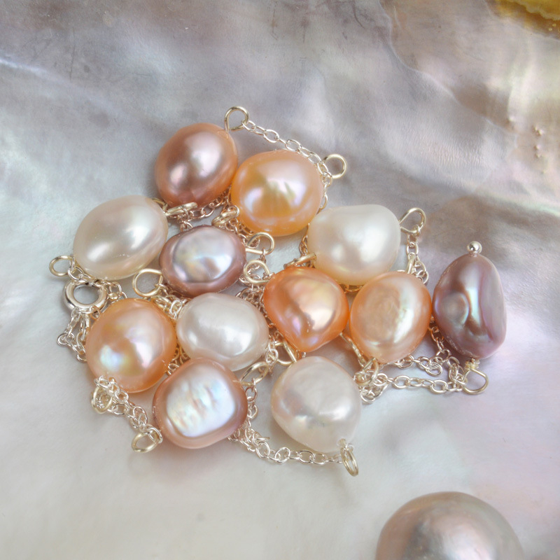 Κολιέ με μαργαριτάρια Μπαρόκ γλυκού νερού, ασήμι 925, περιλαμβάνεται κρεμαστό