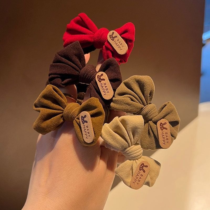 Bowknot πυκνό λαστιχάκι μαλλιών για παιδιά, βαμβακερό, άνοιξη 2025, μάρκα Unique