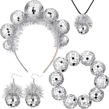 Galvas lente ar disko bumbu no rižu pērlēm, roku darbs, sievietēm