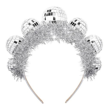 Galvas lente ar disko bumbu no rižu pērlēm, roku darbs, sievietēm