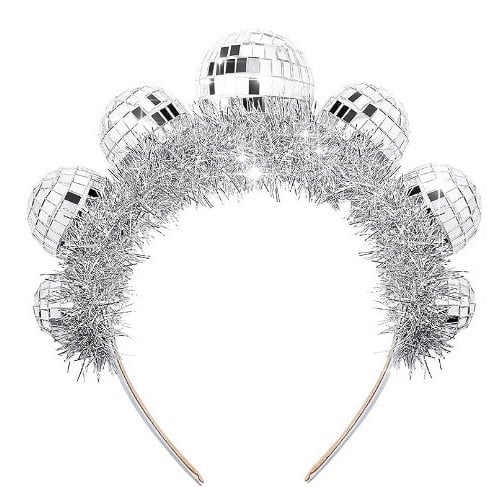 Galvas lente ar disko bumbu no rižu pērlēm, roku darbs, sievietēm