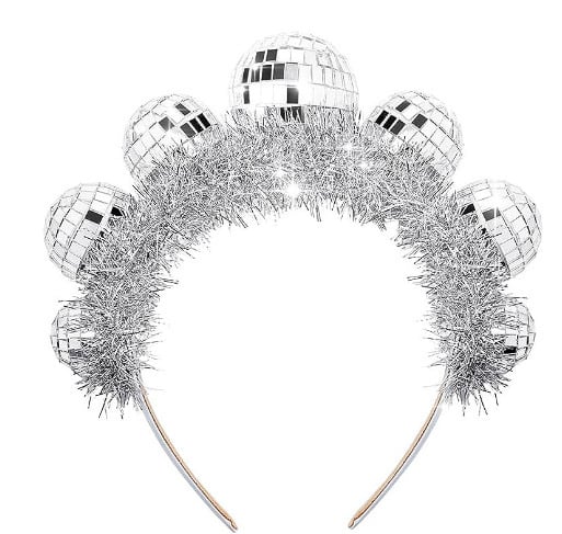 Galvas lente ar disko bumbu no rižu pērlēm, roku darbs, sievietēm