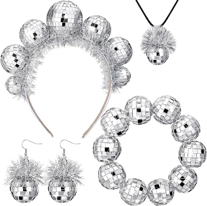 Galvas lente ar disko bumbu no rižu pērlēm, roku darbs, sievietēm